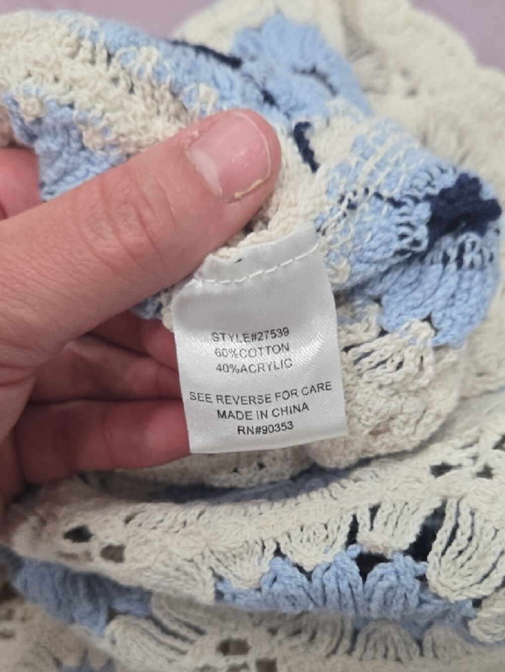 Blue/Cream Crochet crop top and skirt set - Picture 5 of 8